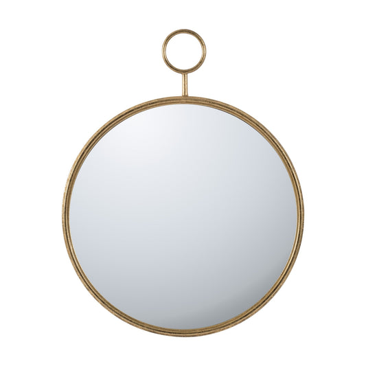 26" x 32" Circle Wall Mirror with Gold Metal Frame, Accent Mirror for Living Room, Entryway, Office - Groovy Boardz