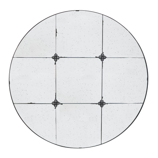 D36" Traditional Decor Style Round Antique Glass Wall Mirror, Wall Decor for for Bathroom Entryway Console Lean Against Wall