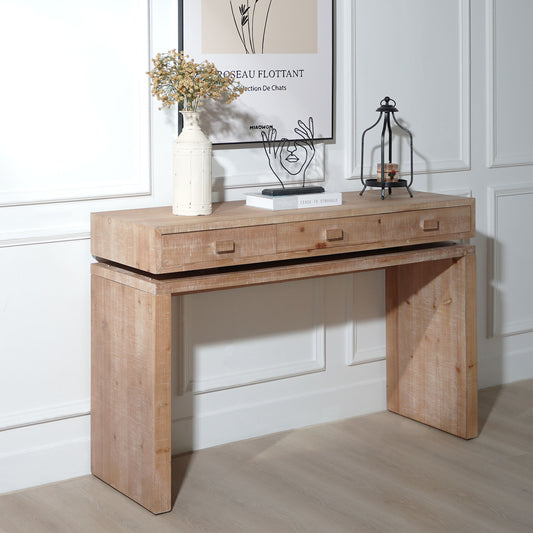 Rustic Wooden Console Table with 3 Drawers, 47in Entryway Table with Drawers, Wood Console Table For Entry Way, Hallway,Foyer, Corridor, Office