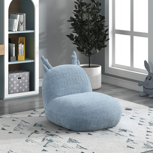 Blue Chenille Deer-Shaped Kids Chair placed in a modern playroom, enhancing cozy and playful furniture aesthetics for kids.