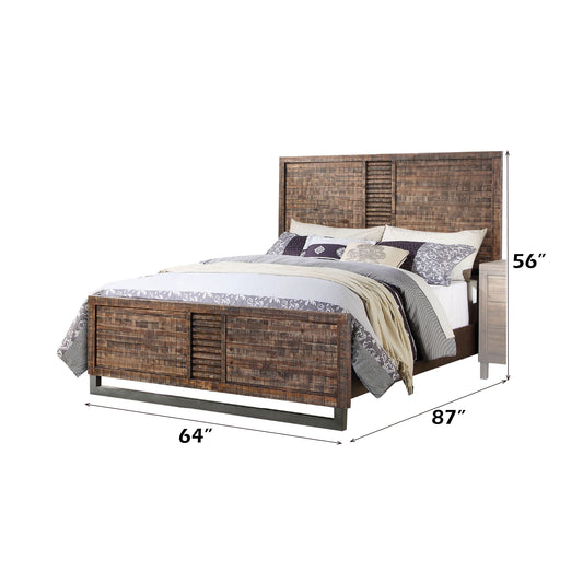 Andria Reclaimed Oak Finish Queen Bed Bed Frame