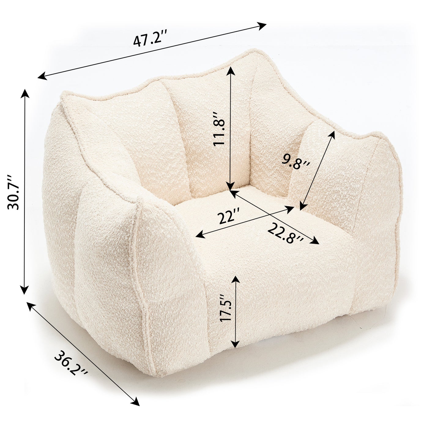 Sofa chairs with highly resilient foam for living rooms and bedrooms, comfortable square lazy sofas, sofas for adults to play, read and watch TV