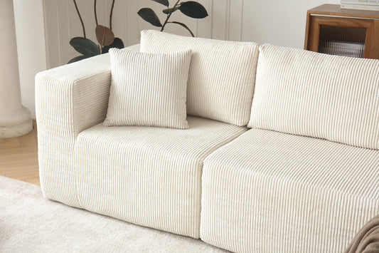 H613 Sectional Sofa and Module, Mid-Century Modern L Shaped Couches 3-Seat Sofa for Living Room Beige Right