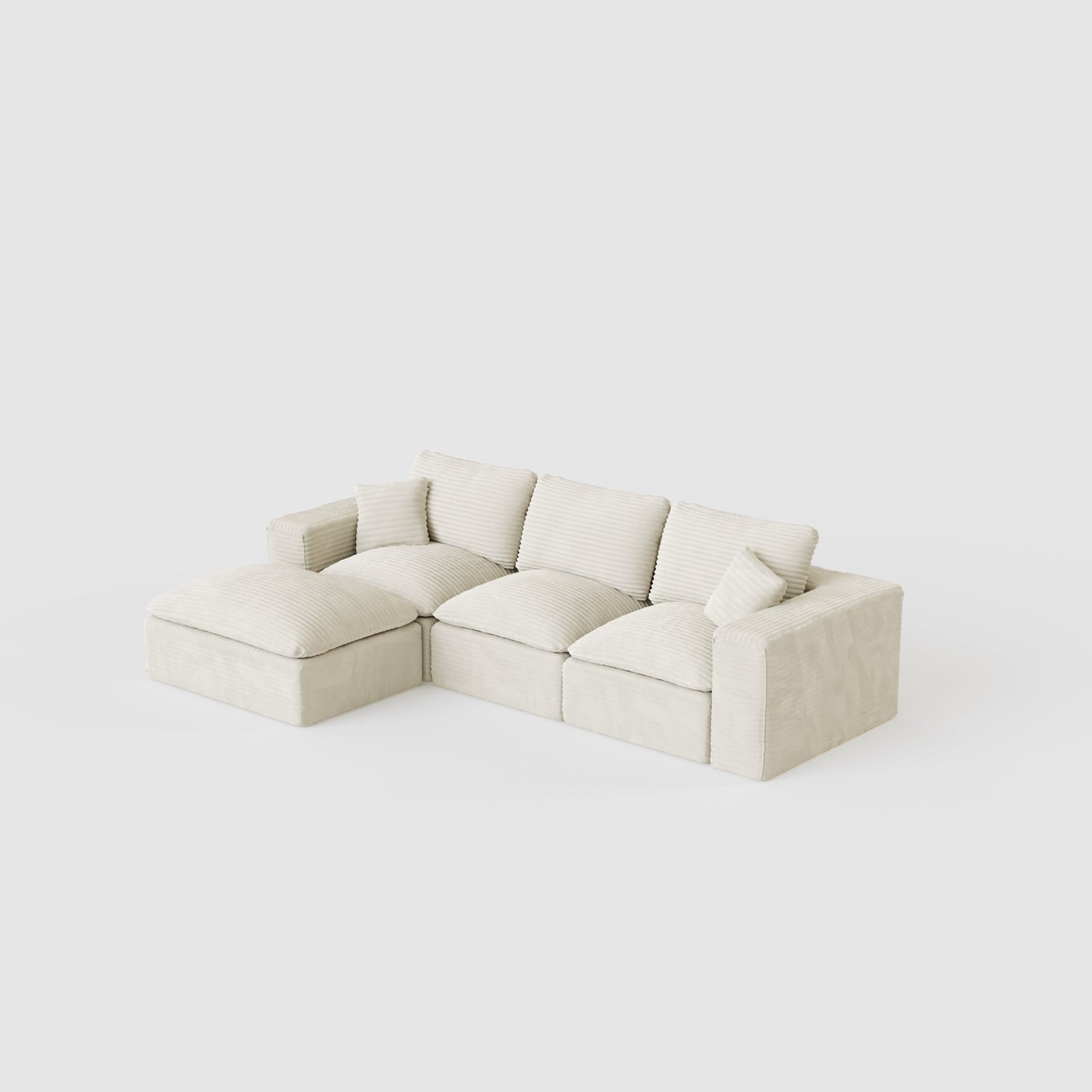 108' Cloud Sectional Couch with L-Shape Chaise, Left-right interchangeable,Modern Modular Sofa with Deep Seat, Upholstered Couches for Living Room Bedroom,No Assembly Required, Soft Plush Corduroy Fab