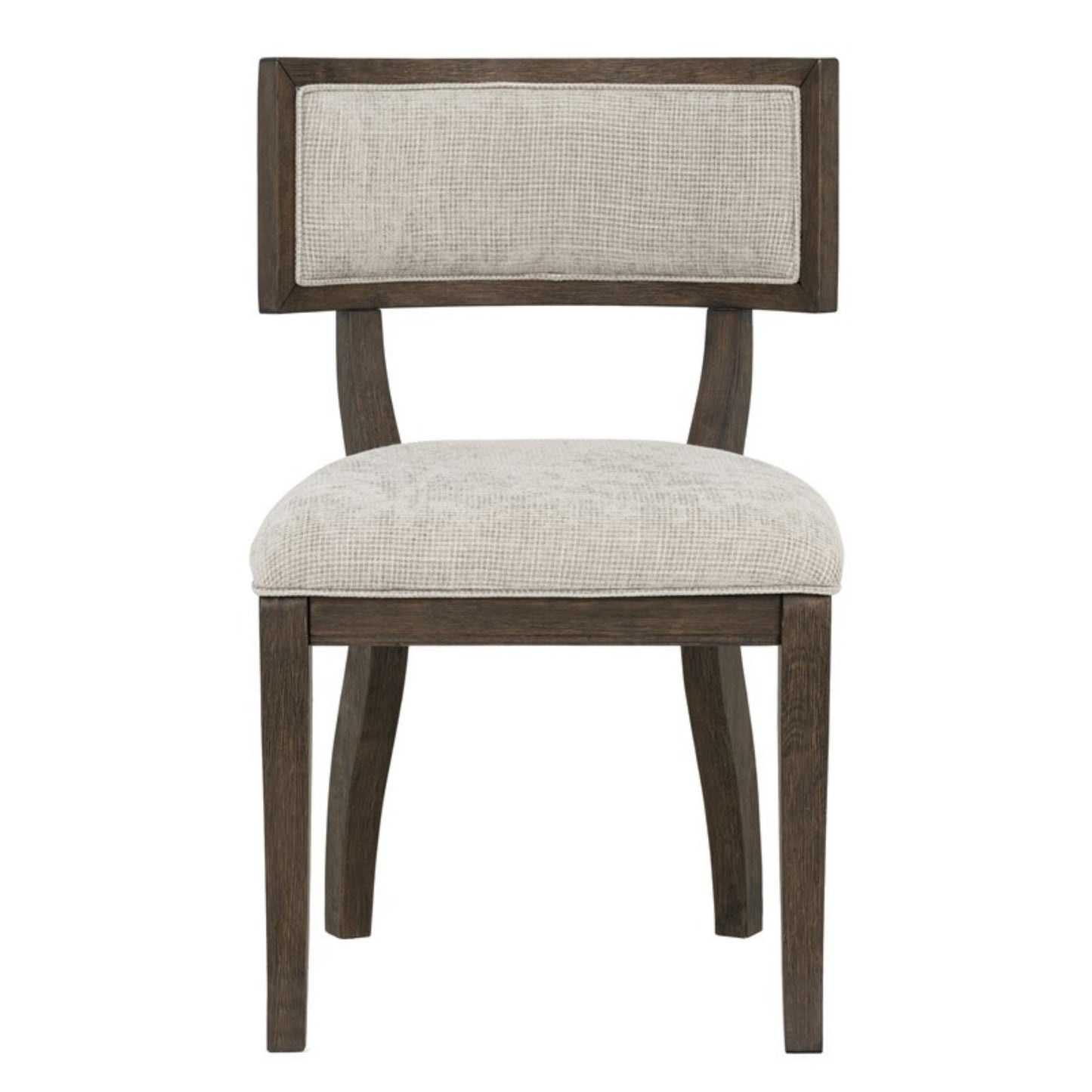 Marie Upholstered Dining Chair Set of 2 with Aged Brown Oak Finish in Beige Dining Chair