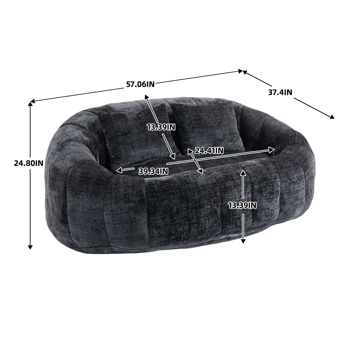 COOLMORE Bean Bag sofa Lazy Sofa Durable Comfort Lounger High Back Bean Bag Chair Couch for Adults and Kids, Indoor & Outdoor, Accent Floor Soft Lounge Chair (Black chenille)