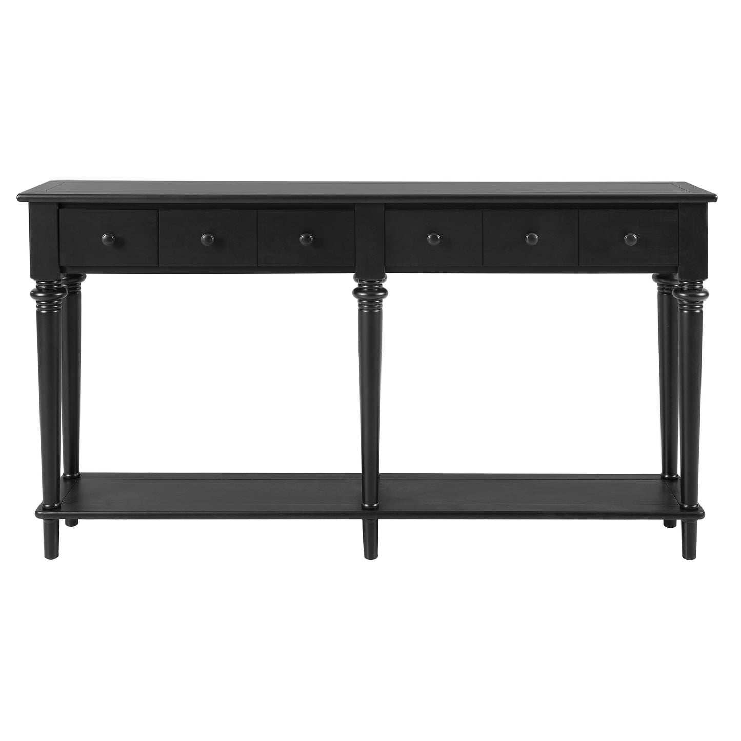 TREXM Entryway Table with 4 Drawers, Retro Console Table with Open Shelf for Entryways, Living Rooms, and Hallways (Black)