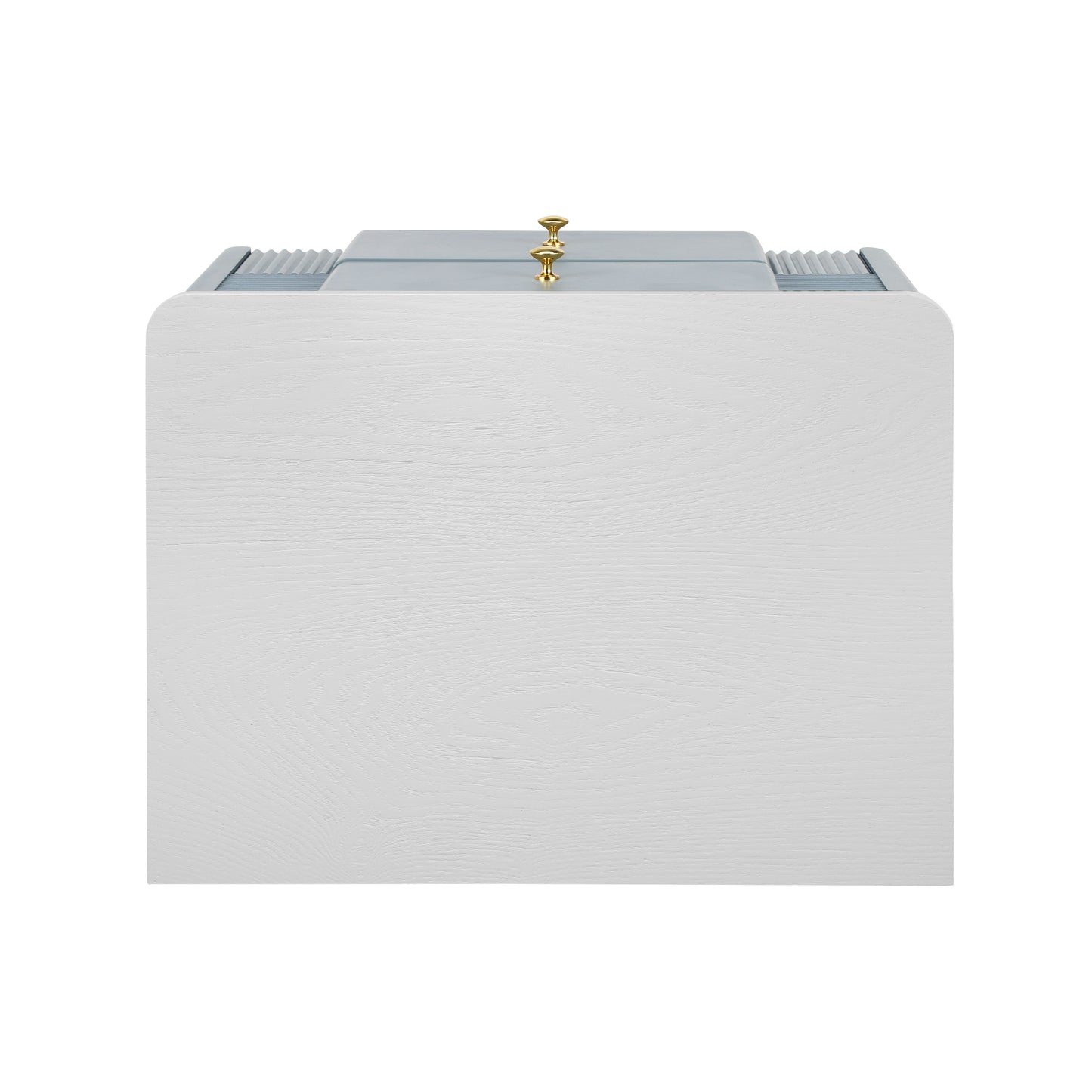 Modern Nightstand with 2 Storage Drawer, Fluted Bedside Table with Golden Metal Handles and Legs, End Table for Living Room and Bedroom, Easy Assembly, Blue