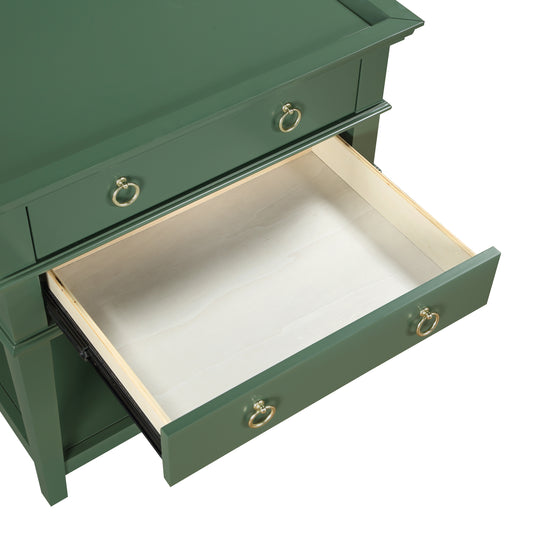 Carmona Vintage Green 2-Drawer Tray Top Nightstand