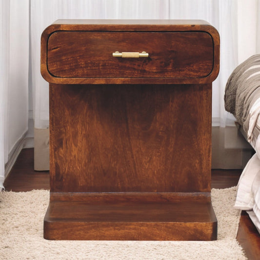 Artisan Furniture Solid Wood Chestnut T-Bar Rounded Bedside