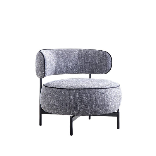 Contemporary Style Swivel Chair Dark Gray Finish Metal Legs Curved Backrest Contrast Welt Accent Chair