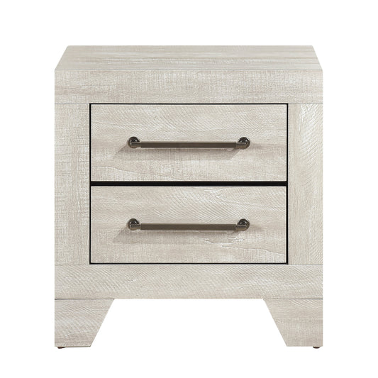 Contemporary Gray Oak Finish Nightstand with 2x Drawers Wooden Bedroom Furniture 1pc