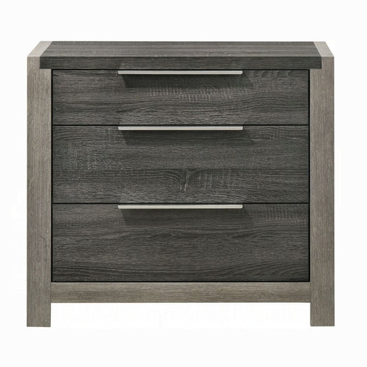 Contemporary Gray Finish 3-Drawers Nightstand Wooden 1pc Bedroom Furniture Bedside Table