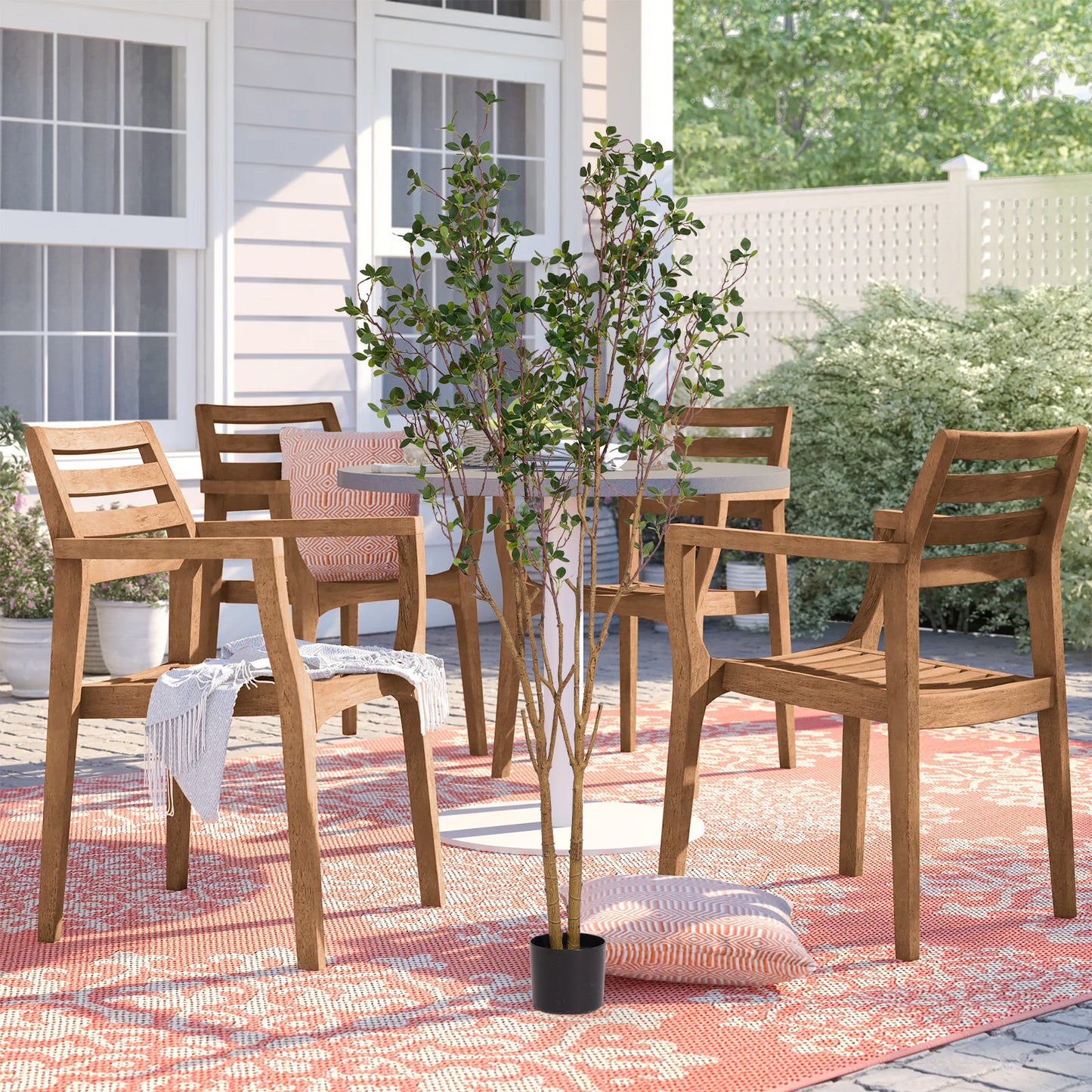 5.2FT Artificial Tree Graceful Evergreen Faux Plant with Lifelike Natural Look Leaves and Sturdy Pot Ideal for Enhancing Indoor Home Decor Office Bedroom or Hallway Decoration 1pc/set Faux Tree