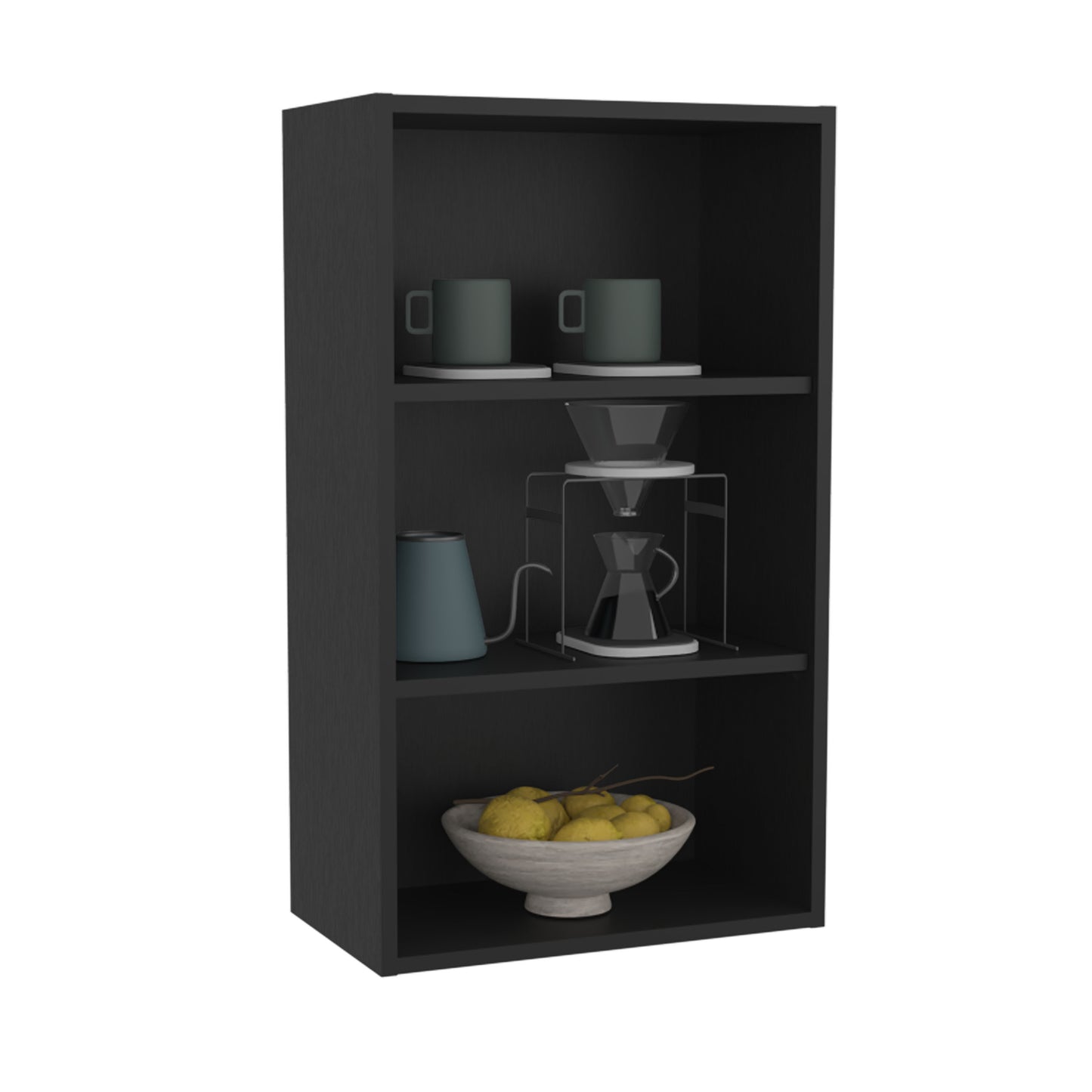Eco 36 High Open 3-Tier Wall Cabinet, Wall Shelf, Storage Cabinet, Cube Shelf Bedroom, Office, Living Room, Garage Black