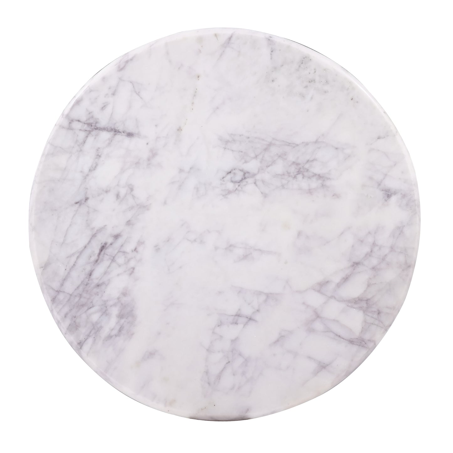 Luxurious Round Mable Topped Pedestal Coffee Table, Living Room Sofa Side Table, White/Black