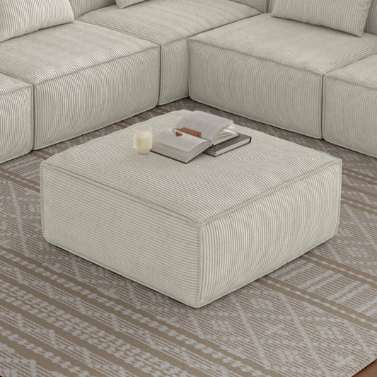 Sectional Sofa Ottoman with Storage, Cream