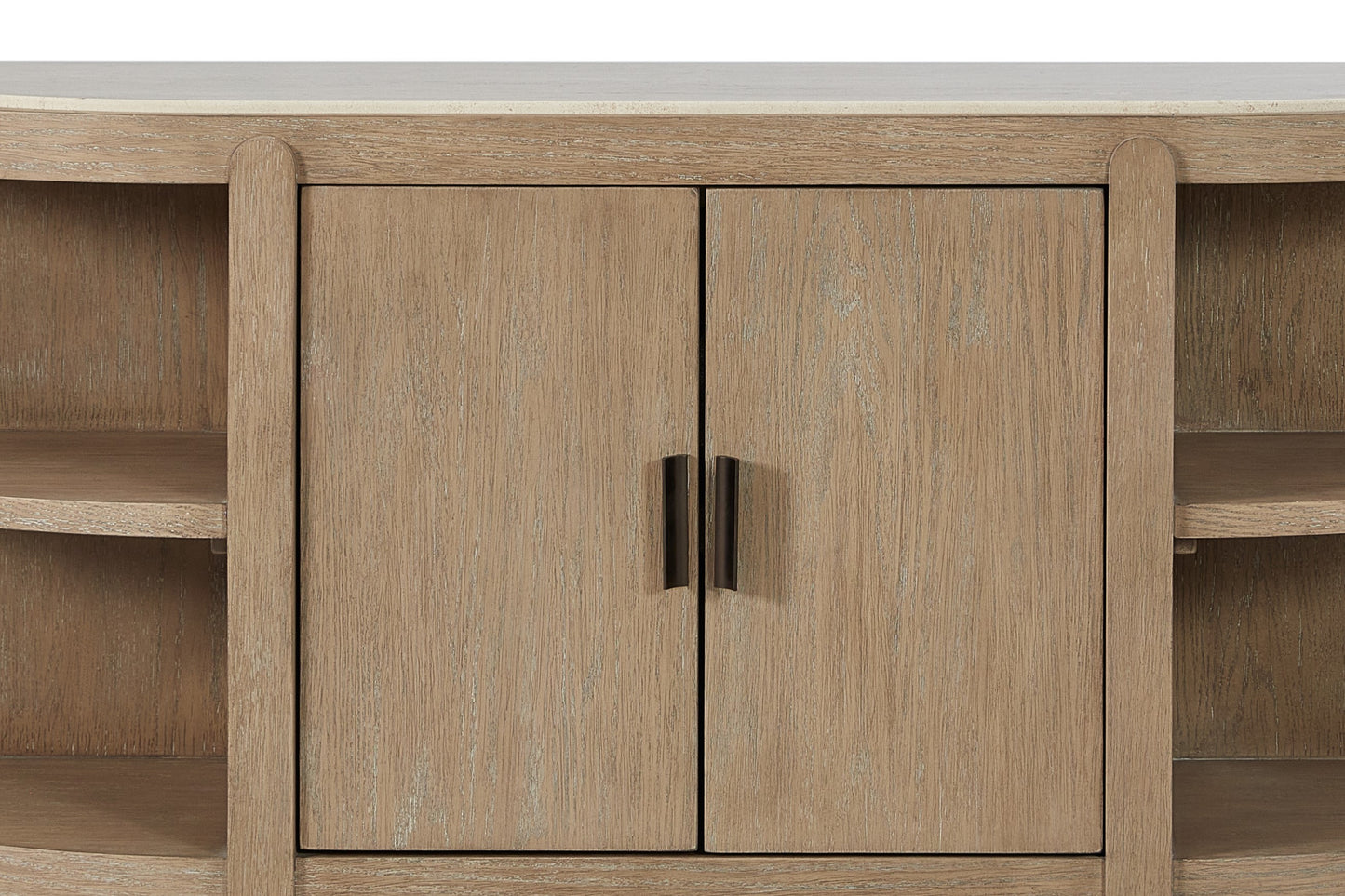 Curved 2-Door Console Table w/ Marble Top