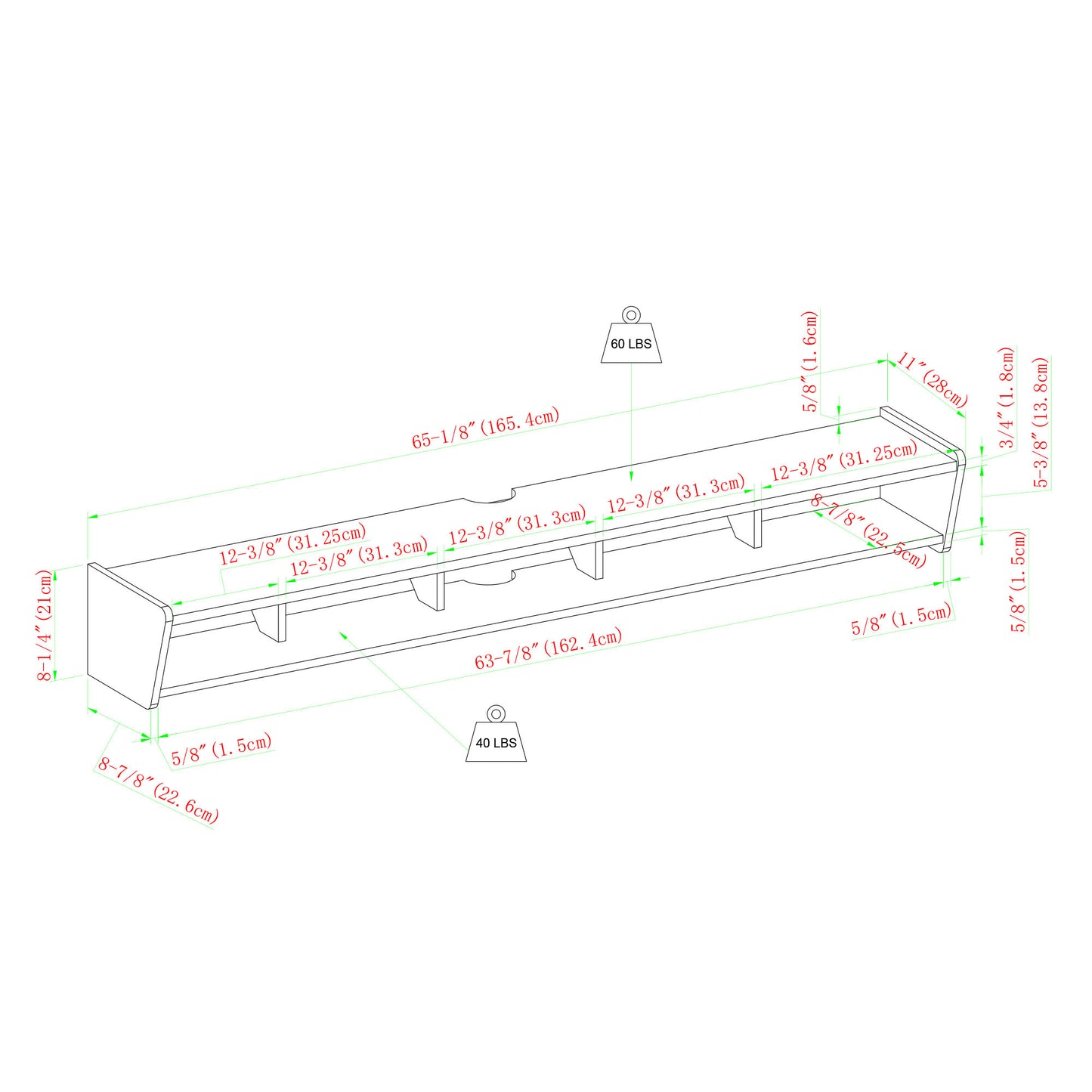 Modern Wall-Mounted Floating TV Stand – Coastal Oak