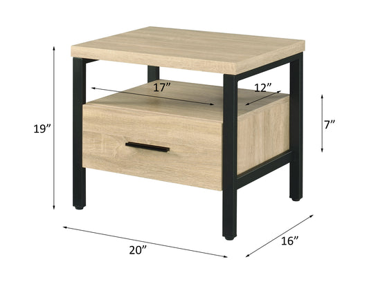 Yawan Oak & Black Finish Accent Table