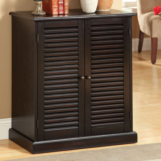 Shoe Cabinet with 5 Shelves and Louvered Doors, Espresso