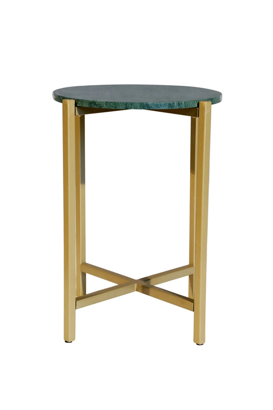 Marble Side Table For Living Room With Metal Frame-21 Inch Height