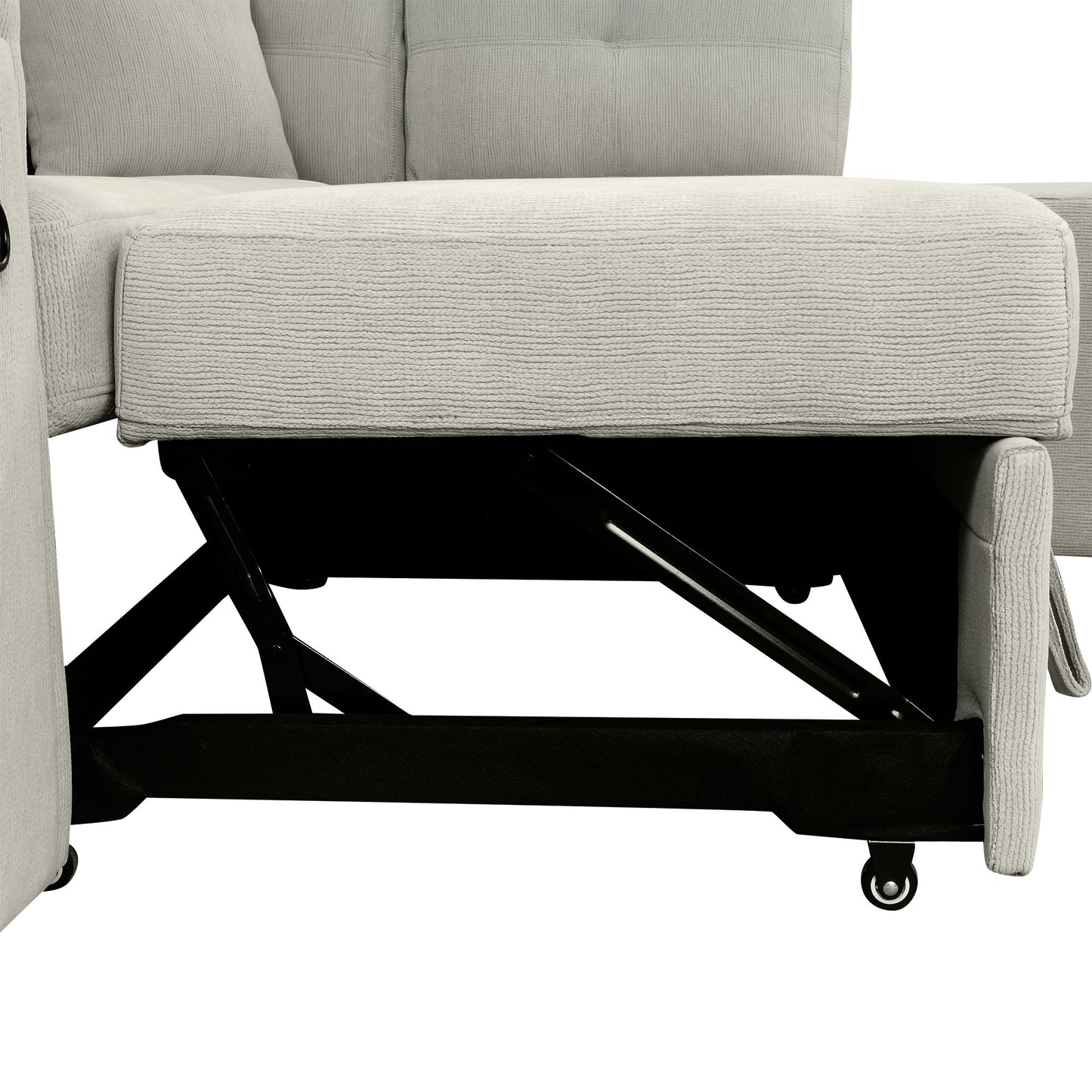 86.6 Sectional Sofa L-shaped Sofa Couch Pull-out Sofa Bed with a Movable Ottoman, Two USB Ports and Two Cup Holders for Living Room, Gray