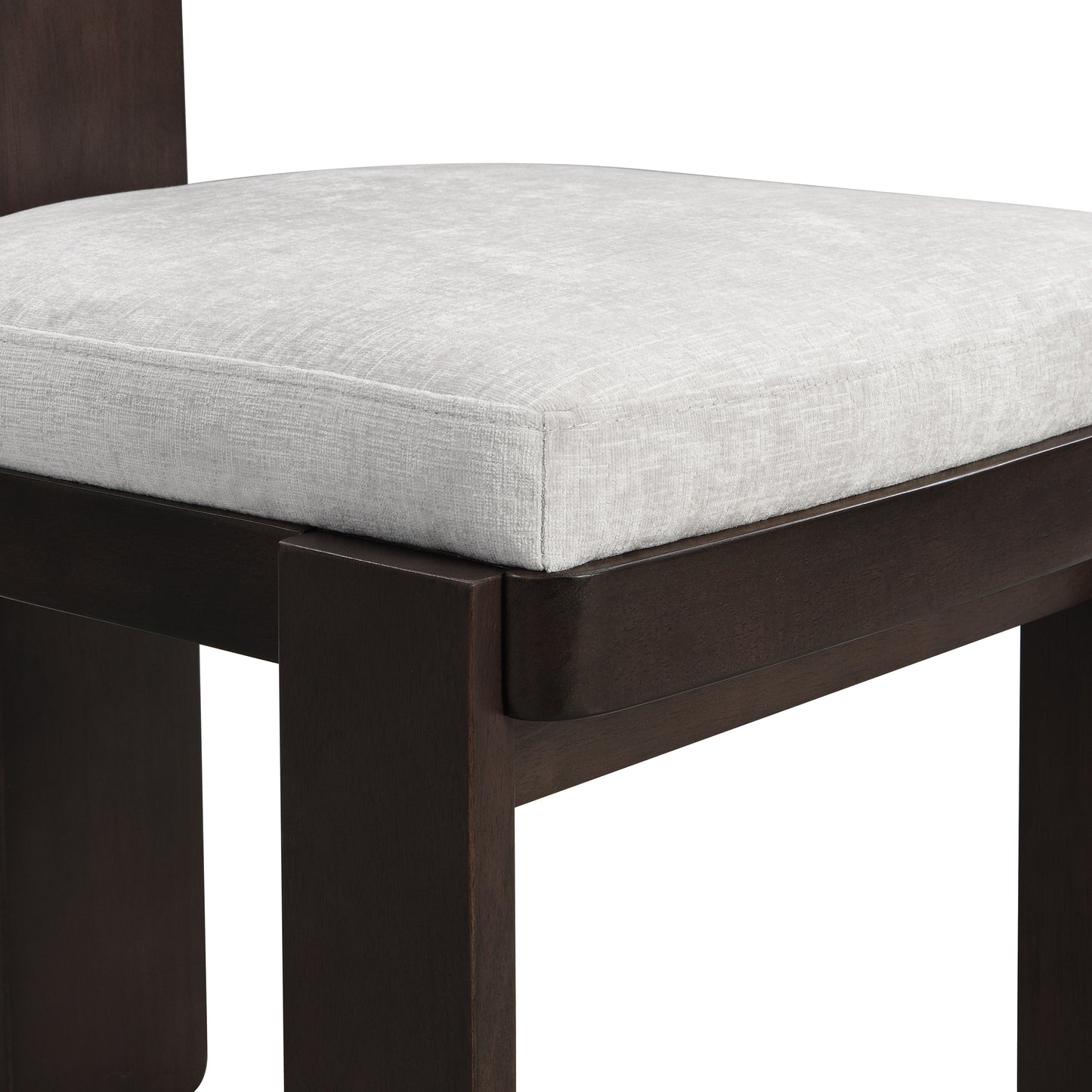 Upholstered Dining Chairs Set of 2, Fabric Side Chairs with Gray Seating Dark Brown Solid Rubber Wood Legs, 330 LBS Weight Capacity