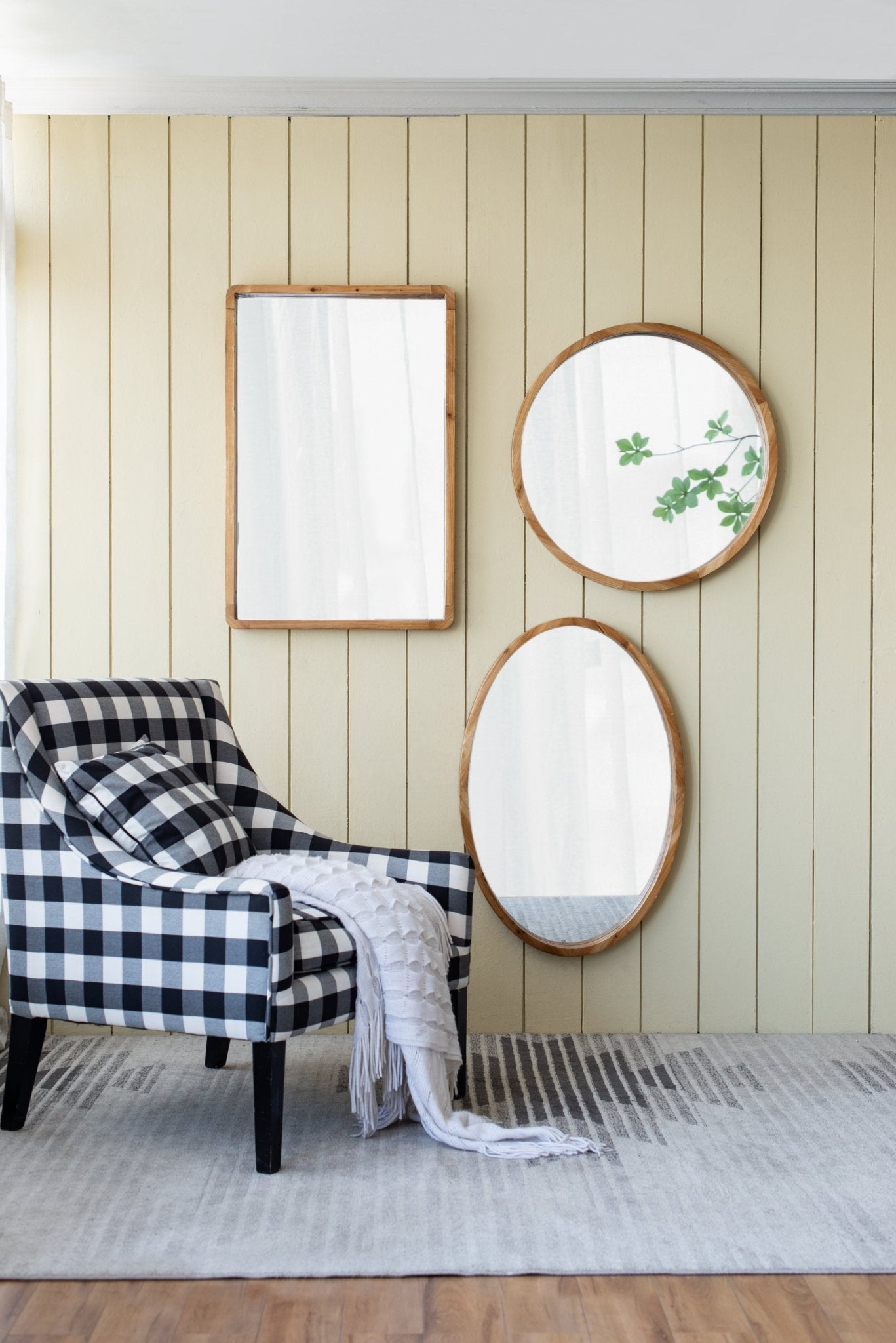 24"x36" Rectangle Wood Mirror, Farmhouse Wall Decor for Living Room Bedroom Entryway - Groovy Boardz