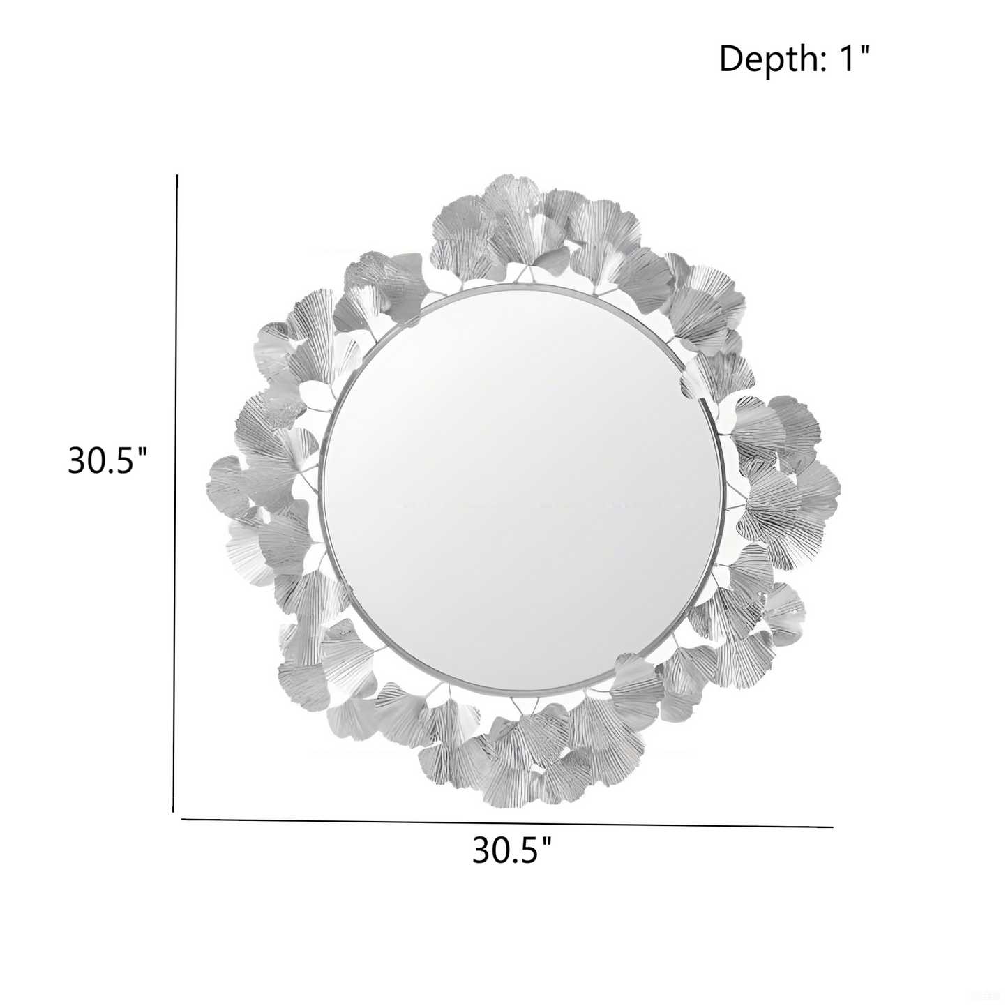 30.5'Eden Gingko Leaf Round Wall Mirror White Mirror