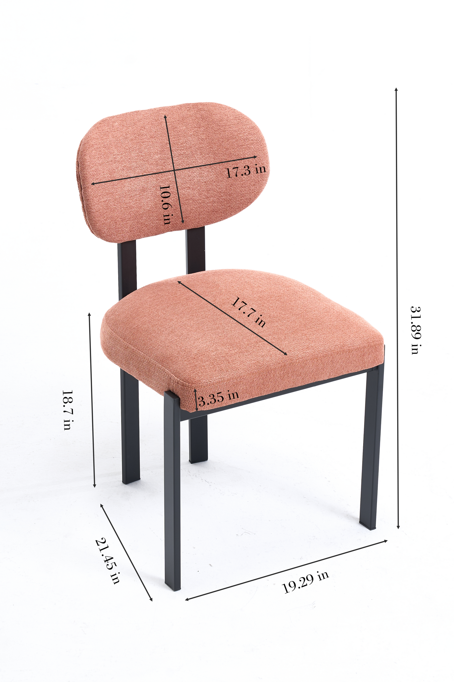 Modern Dining Room Chairs Set of 2, Mid-Century Upholstered Boucle Kitchen Dining Chairs with Black Metal Legs