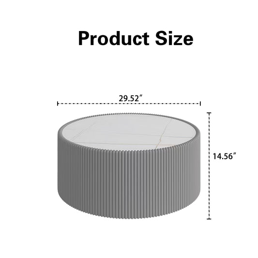 Light Marble Top Cylinder Shape Leather Coffee modern Sofa Table for Living Room furniture Coffee Table