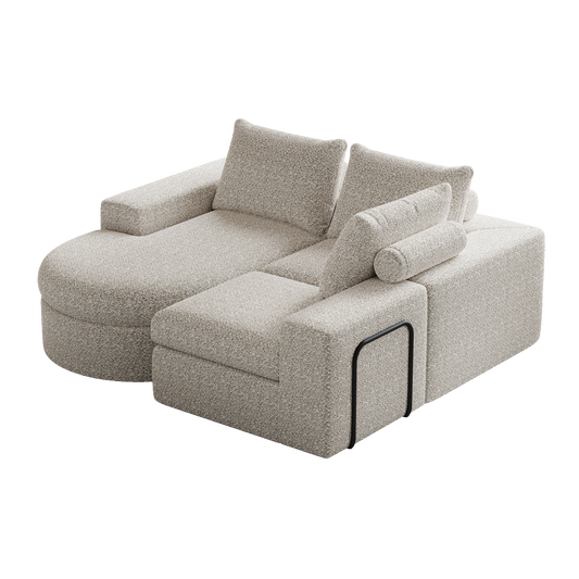 99-Inch Chenille Cloud Curved Sectional Sofa with Chaise, L-Shaped Modern Boneless Couch with Deep Seats, Chenille Sectional Sofa for Living Room and Bedroom, No Assembly Required