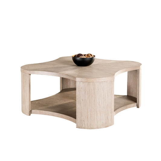 1pc Coffee Table Modern Style With Open storage Attached Casters Rubberwood Structure Oak Finish