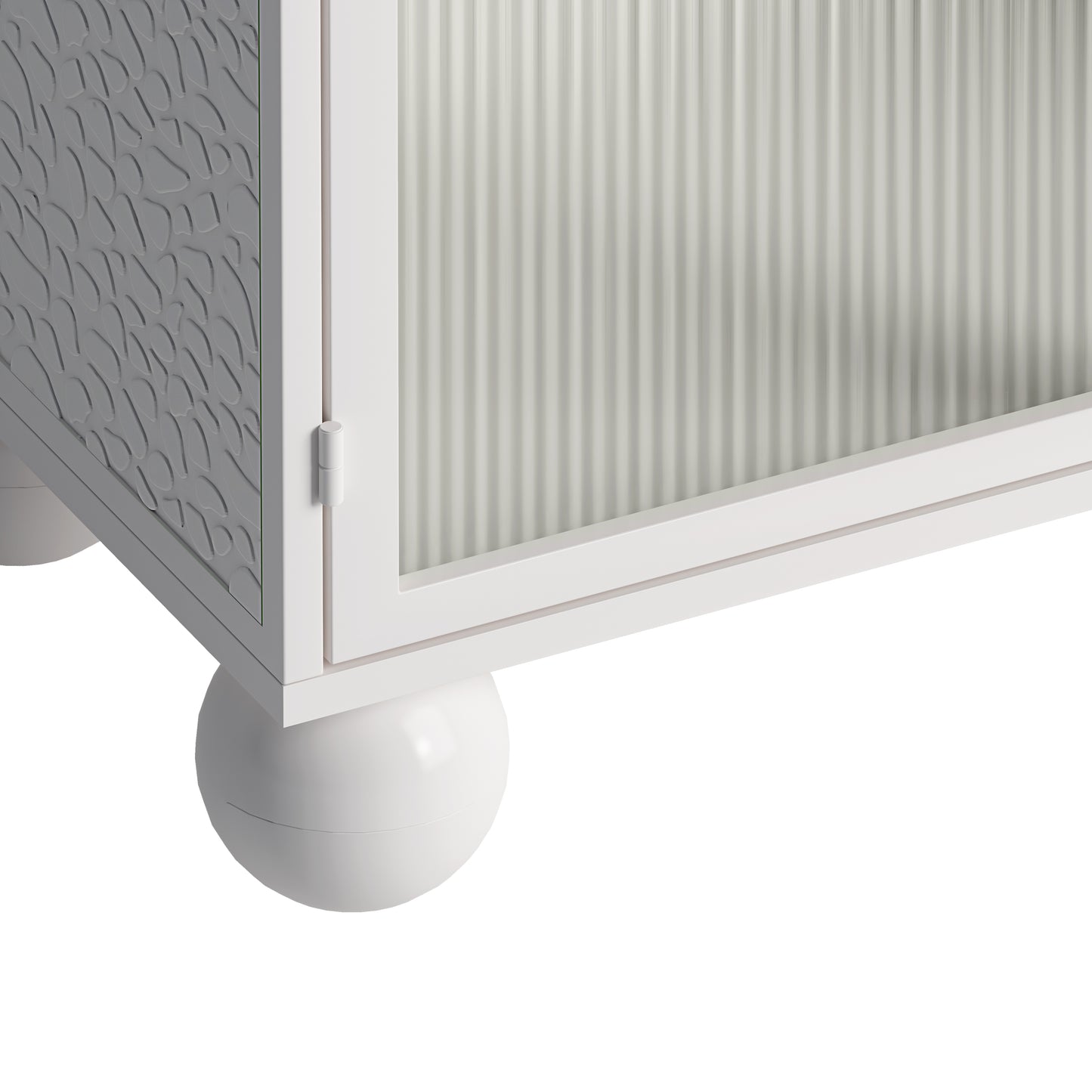 45.28" H Storage Cabinet, Bathroom Floor Cabinet with Glass Door and Shelves, Freestanding Display Storage Cabinet for Bathroom, Living Room, Kitchen, Home Office,White