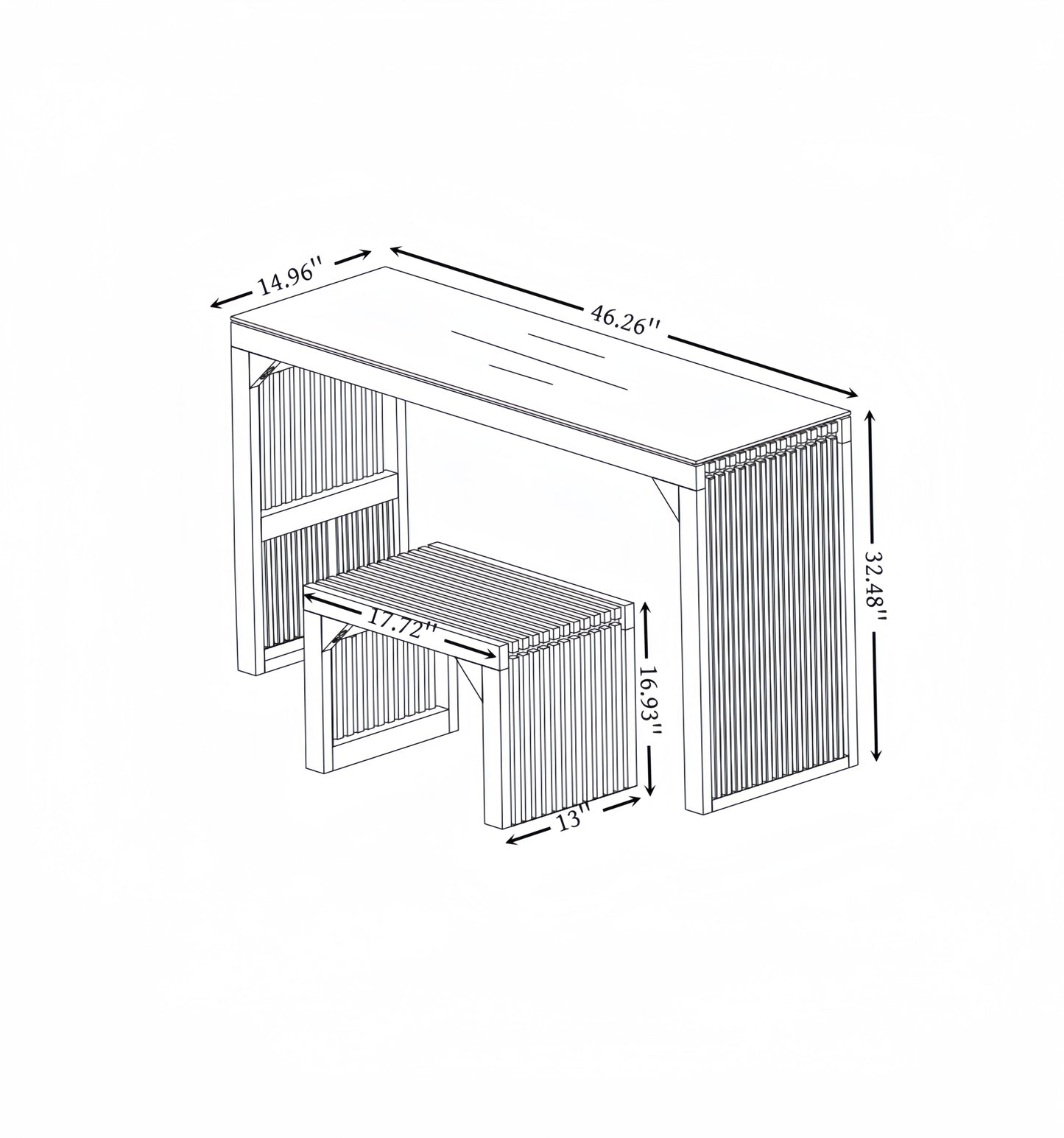 Pine Dining Bench and Table, Indoor Wood Bench for Entryway,Living Room,Kitchen and Bedroom Table and Bench Set (Nature, Bench & Table) Small Tempered glass included