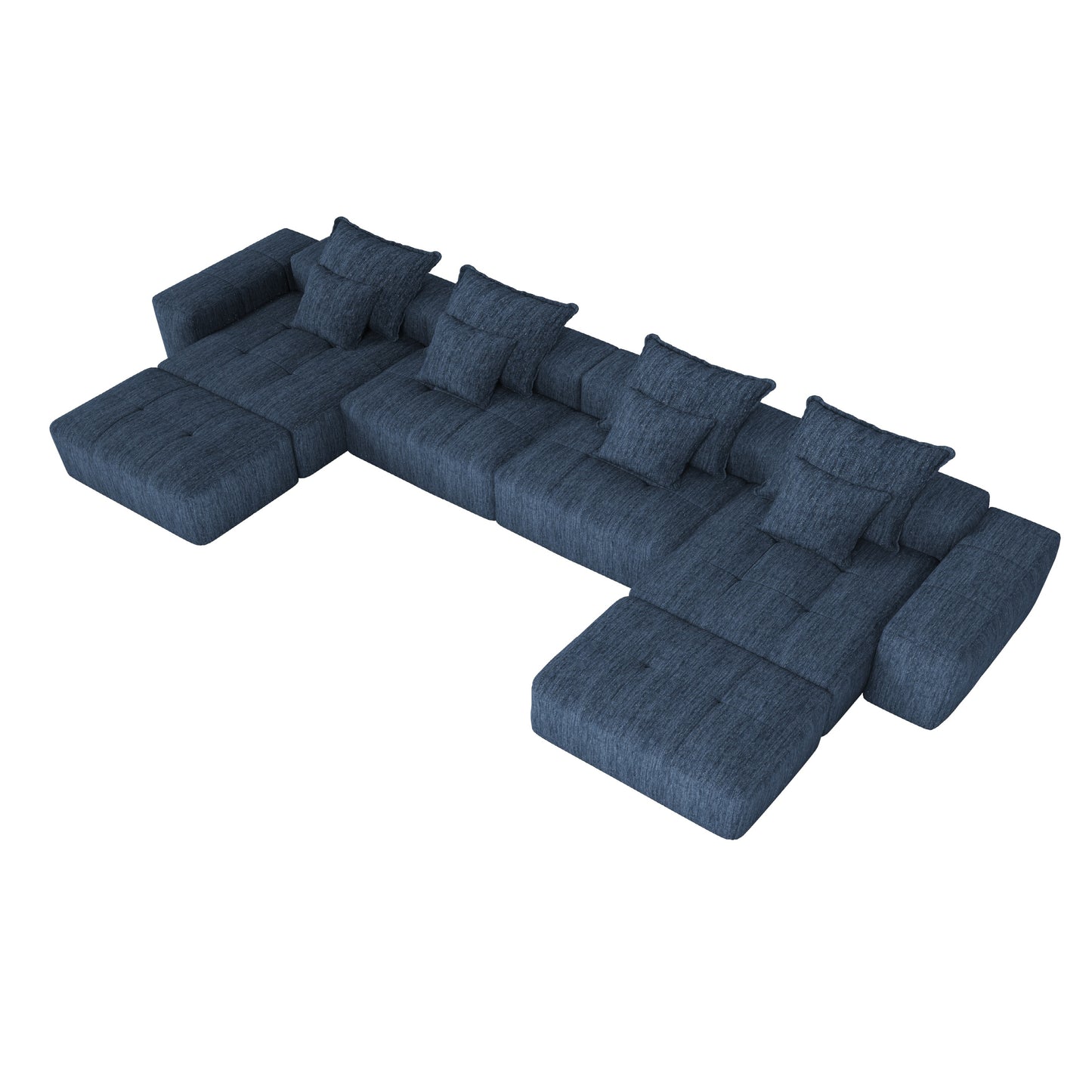 Modern Oversized Modular Sectional Sofa,Sparkling Chenille Fabric Soft Cushion Sofa with 8 Pillows,8 PCS DIY Combination Tufted Sofa,No Assembly Required,BLUE