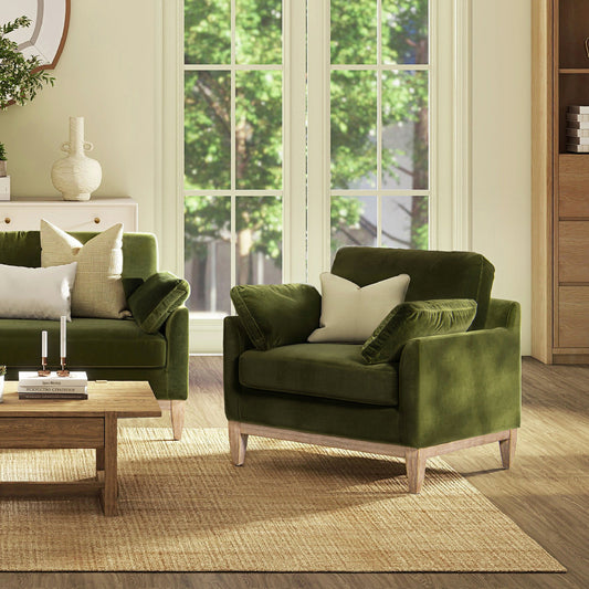 Pasadena 36' Wide Modern Farmhouse Accent Arm Chair, Olive Green