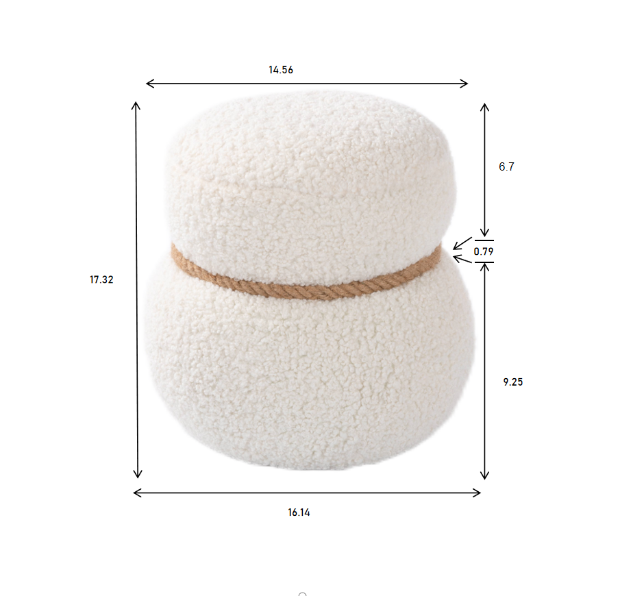 WKJ1Y White snowman stool, Greig plush cushion, playful and cute, suitable for any spacehite