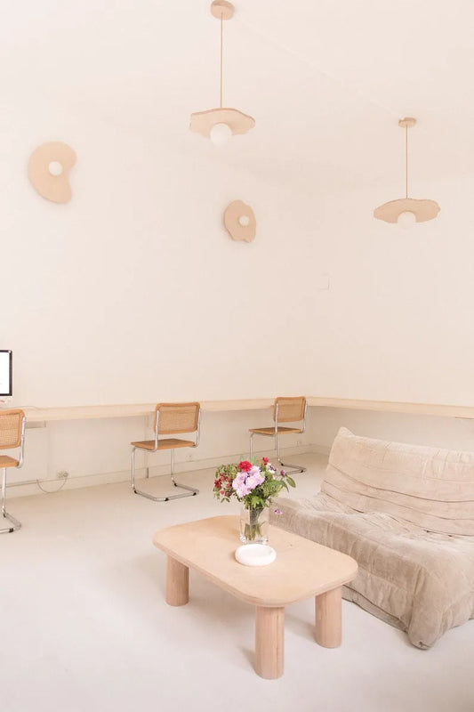 Rectangular light wood coffee table