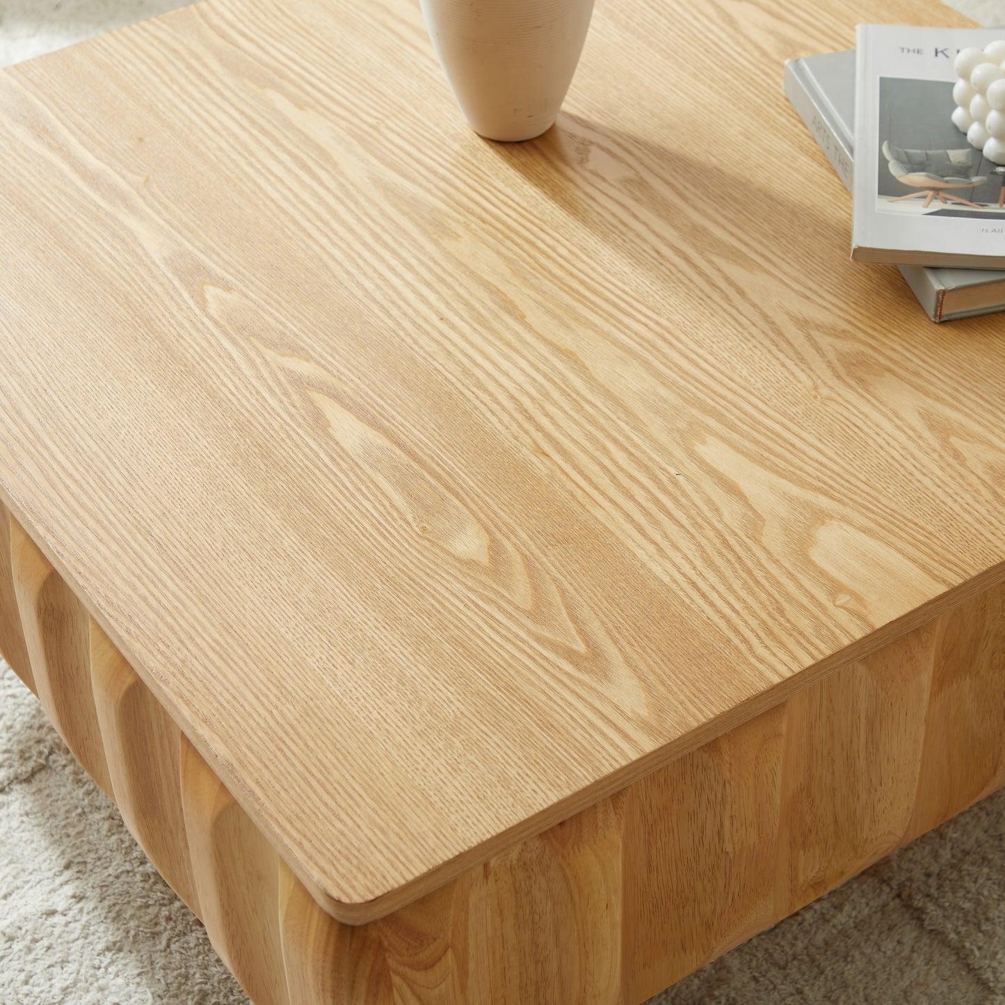 Square Lift-Top Coffee Table with Solid Wood Frame and Hidden Storage Coffee Table