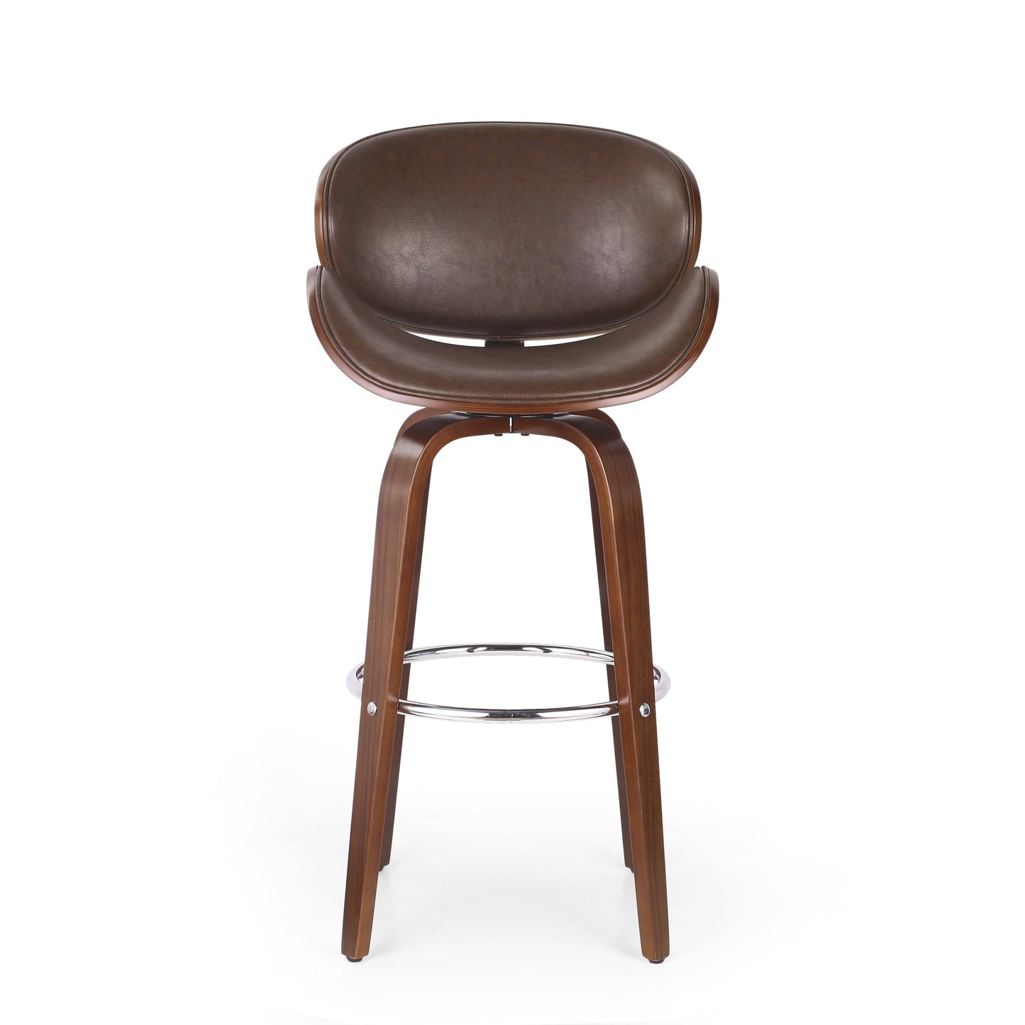 Mid-Century Modern Bar Stool, Swivel Function, Brown, 20.75' (L) x 20' (W) x 42.75' (H) - Groovy Boardz