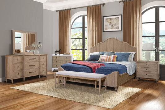 Queen Panel Bed in Sand Finish With Transitional Casual Design