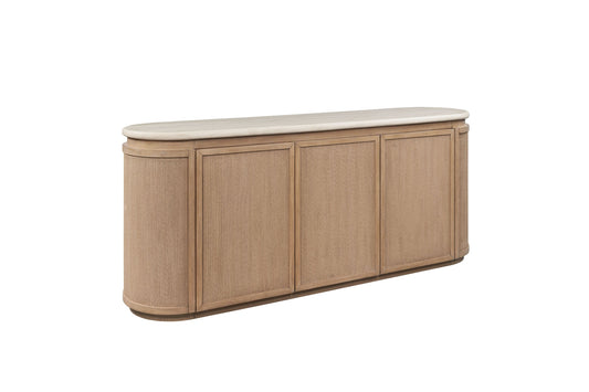 Stone Top Rope Woven Curved Sideboard Cabinet