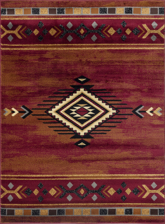Tribes GC_YLS4002 Red 5 ft. 3 in. x 7 ft. 3 in. Southwest Area Rug - Groovy Boardz