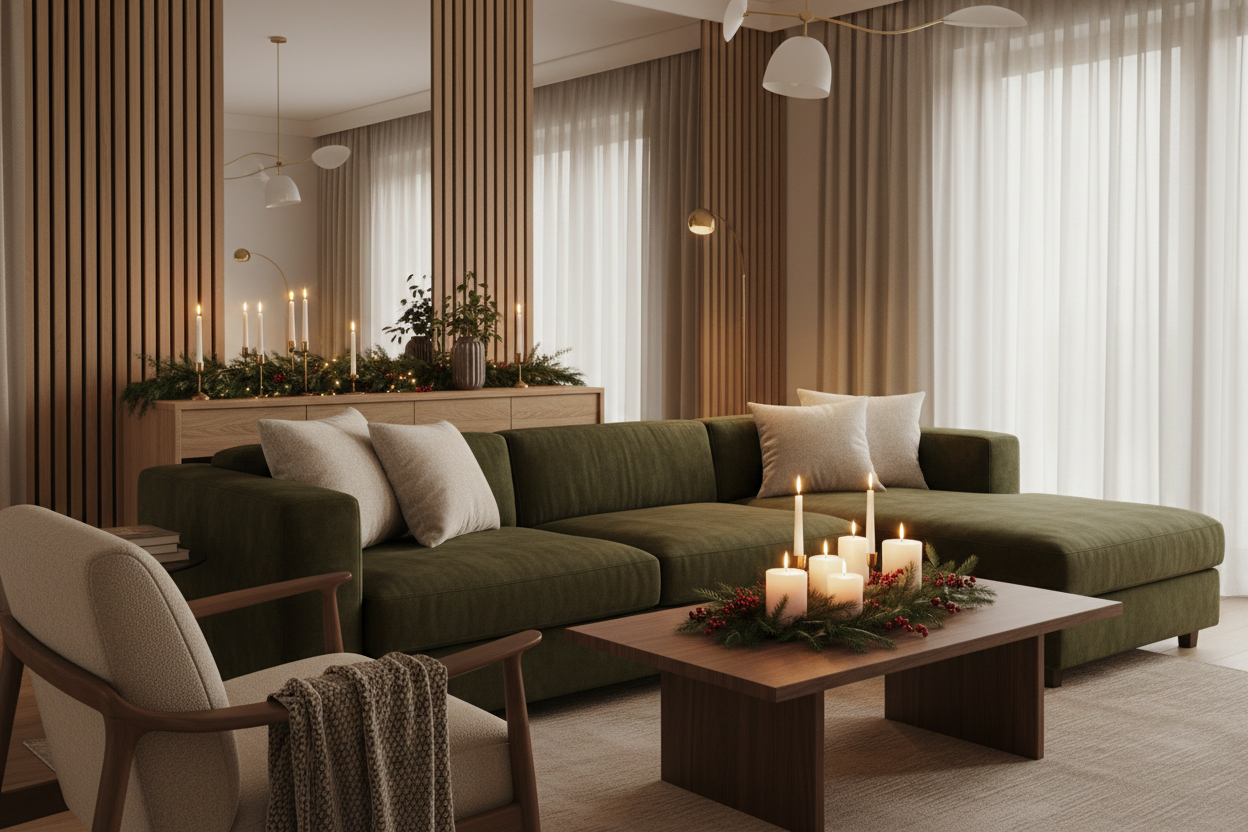 Cozy Holiday Living Room Ideas with Modern Furniture.