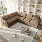 L-Shaped Sofa Couch with Pull-Out Bed for Modern Living.
