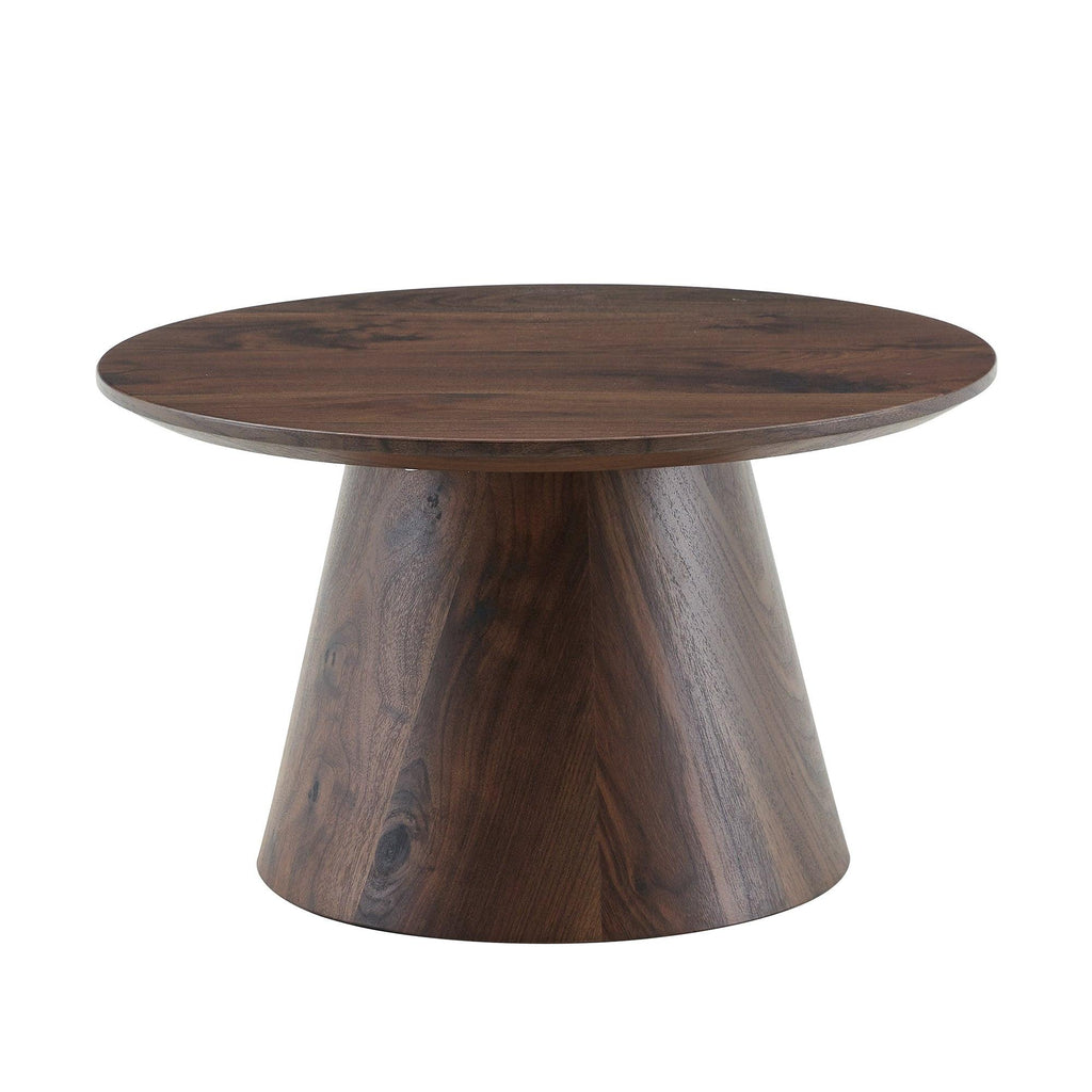 Walnut Wood Coffee Table with 23.6-Inch Diameter.