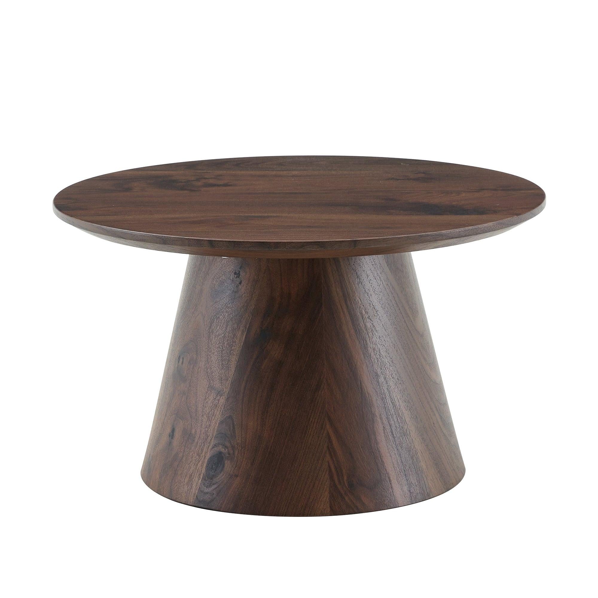 Walnut Wood Coffee Table with 23.6-Inch Diameter.