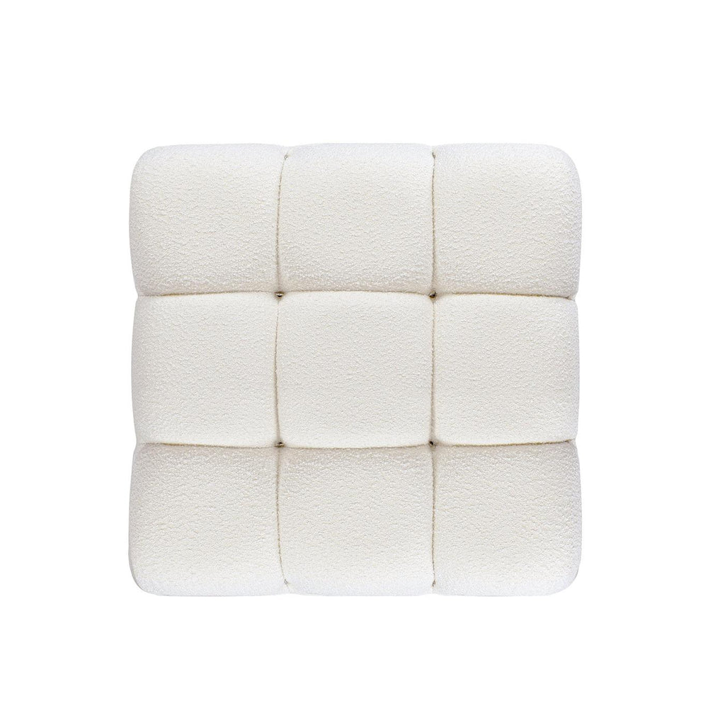 Marcel 36' Modular Modern Cocktail Ottoman in White Boucle.